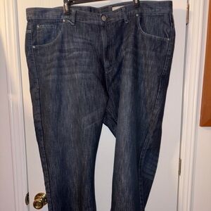 Six Lincoln Jeans Mens 46x30 Straight Fit Dark Wash Blue